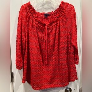 Beverly Drive Red Peasant Style Top Sz 1x